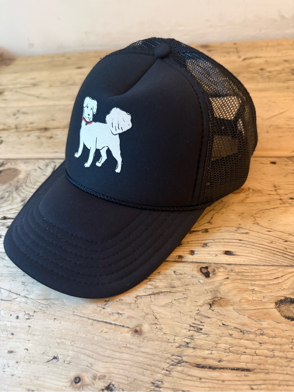 Clare V. Black Dog Graphic Trucker Cap NWOT